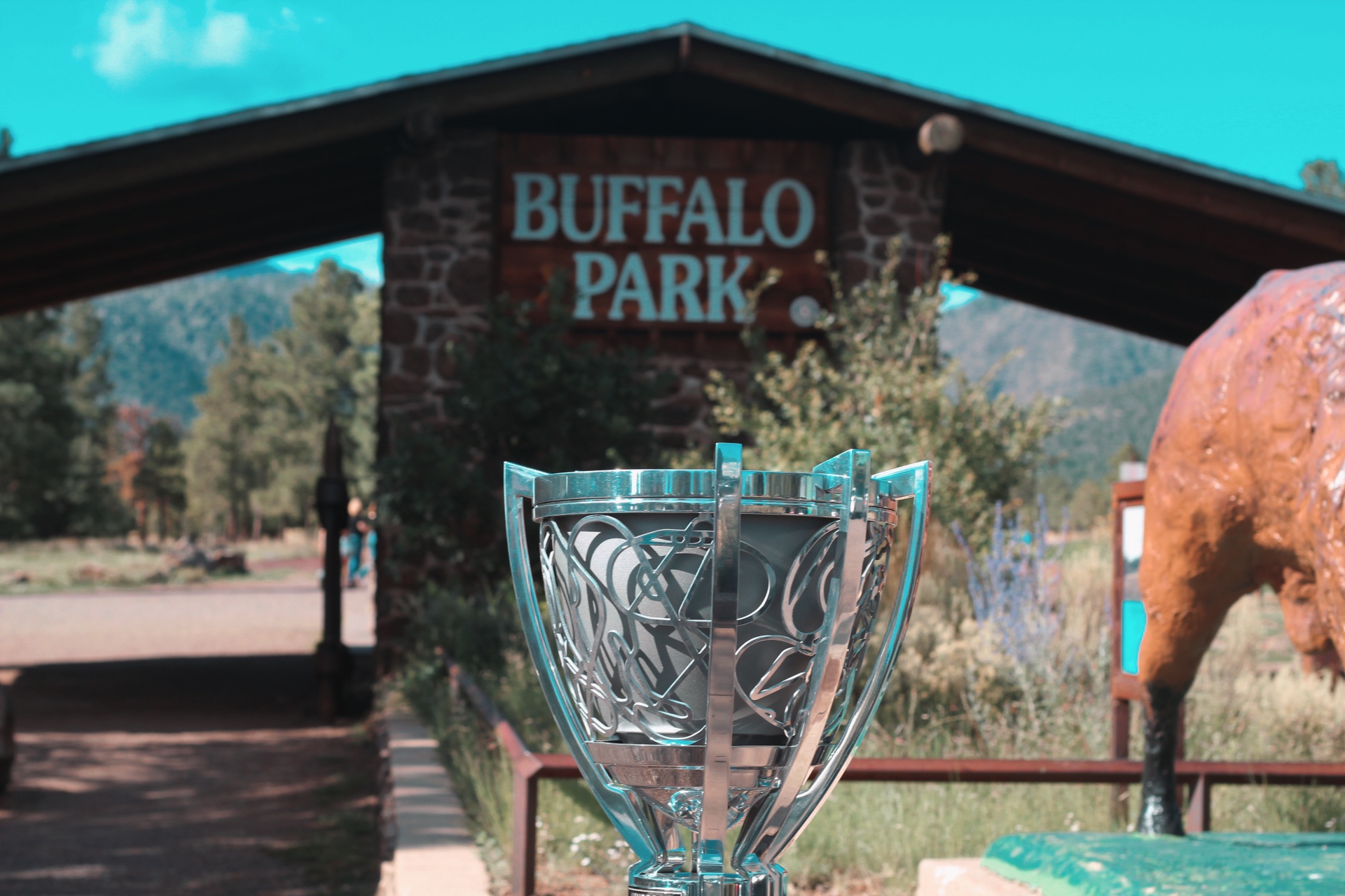 The Bill France Cup in front of Buffalo Park entrance