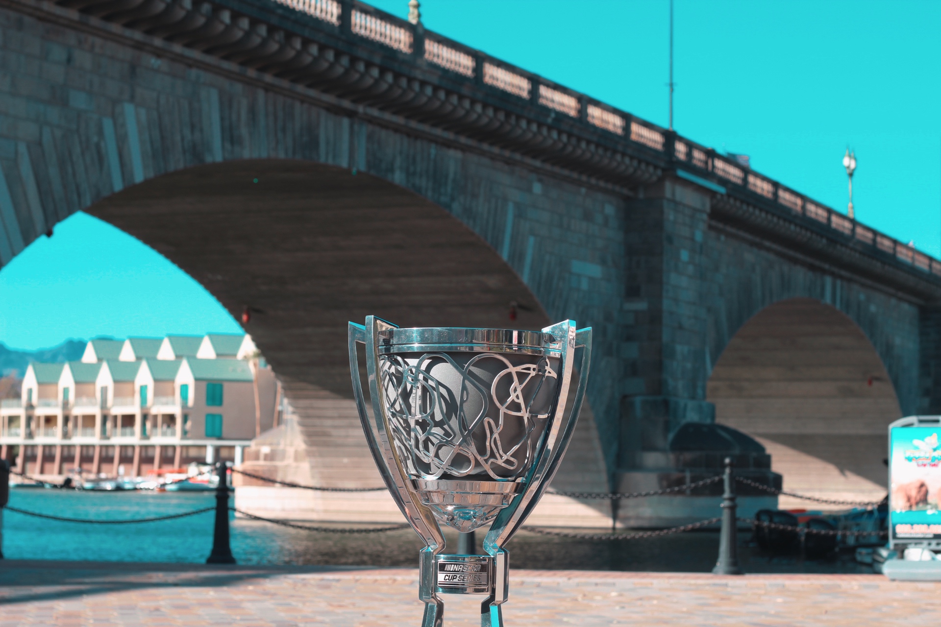 The Bill France Cup in front of the London Bridge at Lake Havasu